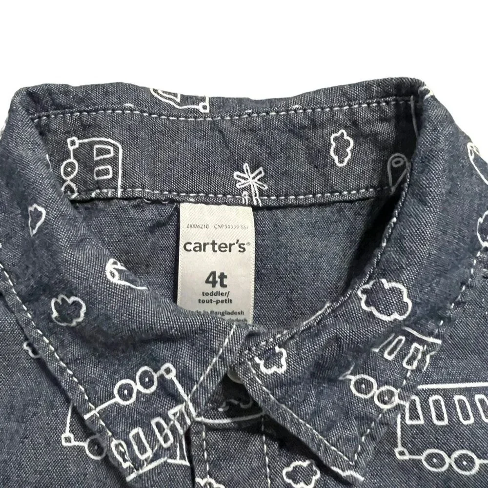 Carter's 4T Transportation Vehicles Button Down Shirt